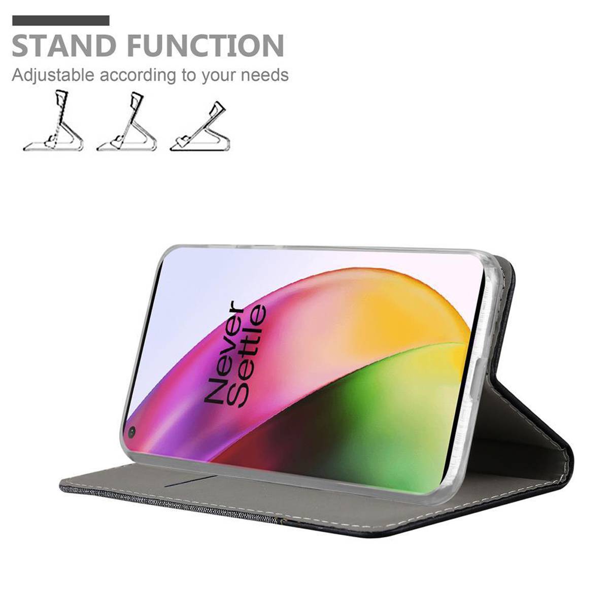 Cadorabo Hülle für OnePlus 8 Schutzhülle in Grau Handy Hülle Etui Book Case Cover
