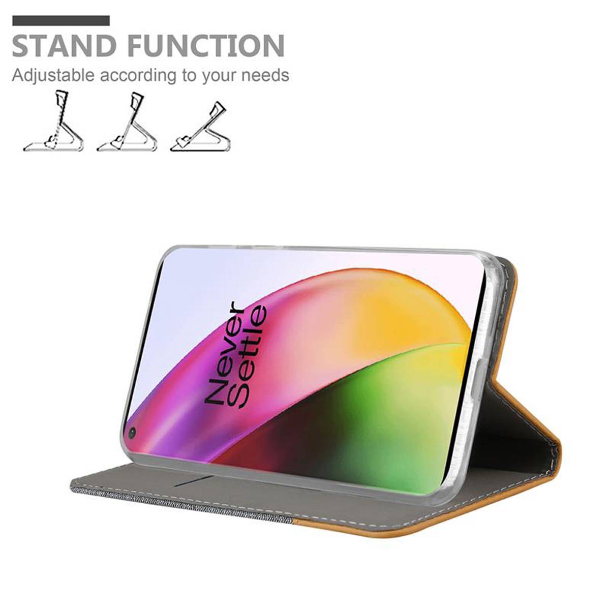 Cadorabo Hülle für OnePlus 8 Schutzhülle in Grau Handy Hülle Etui Book Case Cover