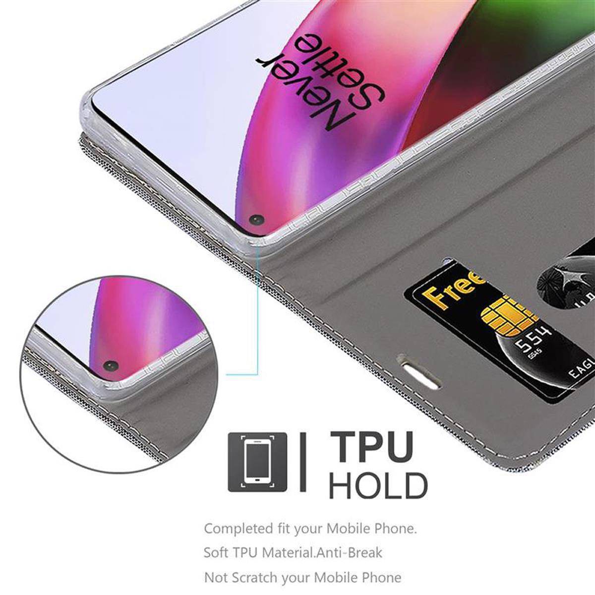 Cadorabo Hülle für OnePlus 8 Schutzhülle in Grau Handy Hülle Etui Book Case Cover