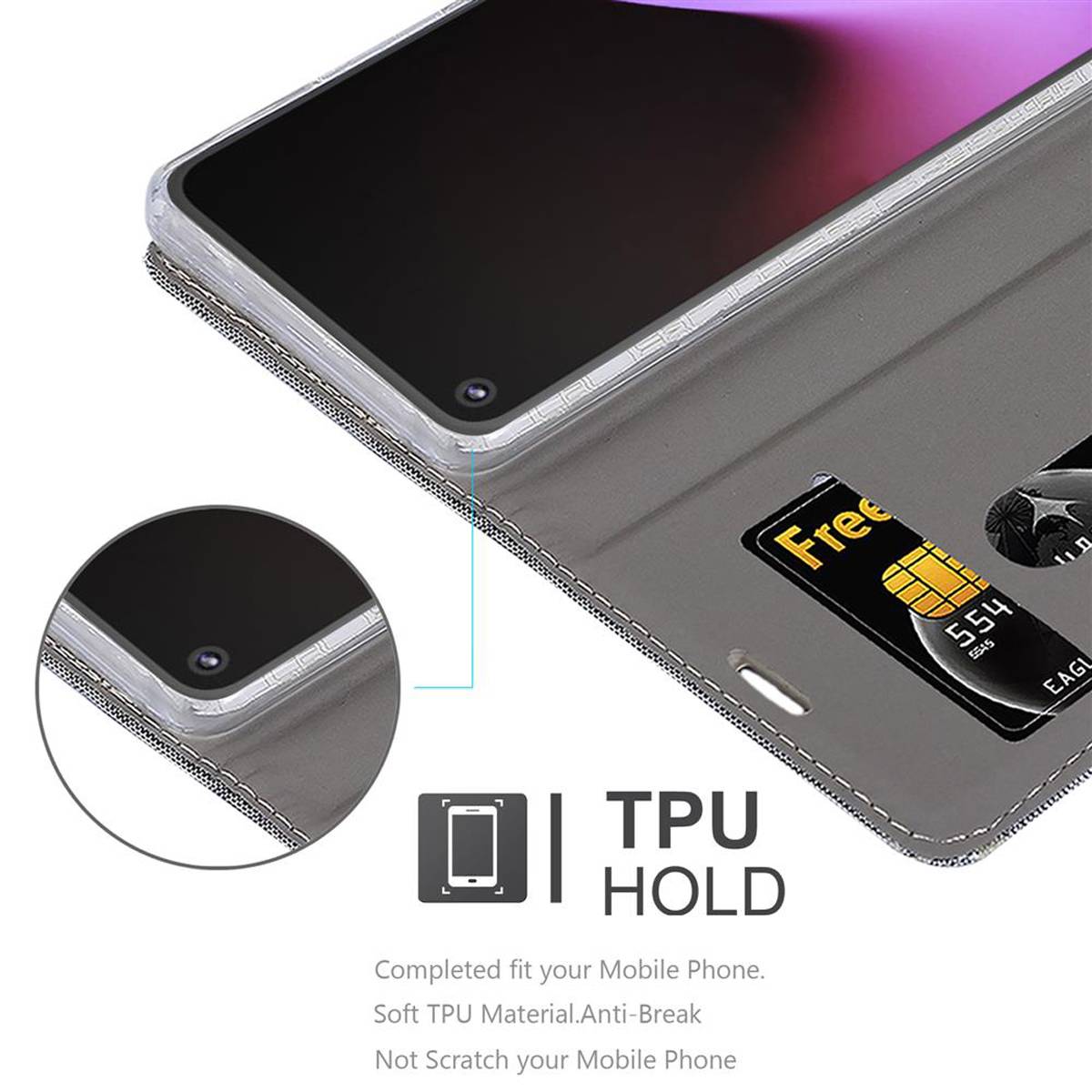 Cadorabo Hülle für Google PIXEL 5 Schutzhülle in Grau Handy Hülle Etui Book Case Cover