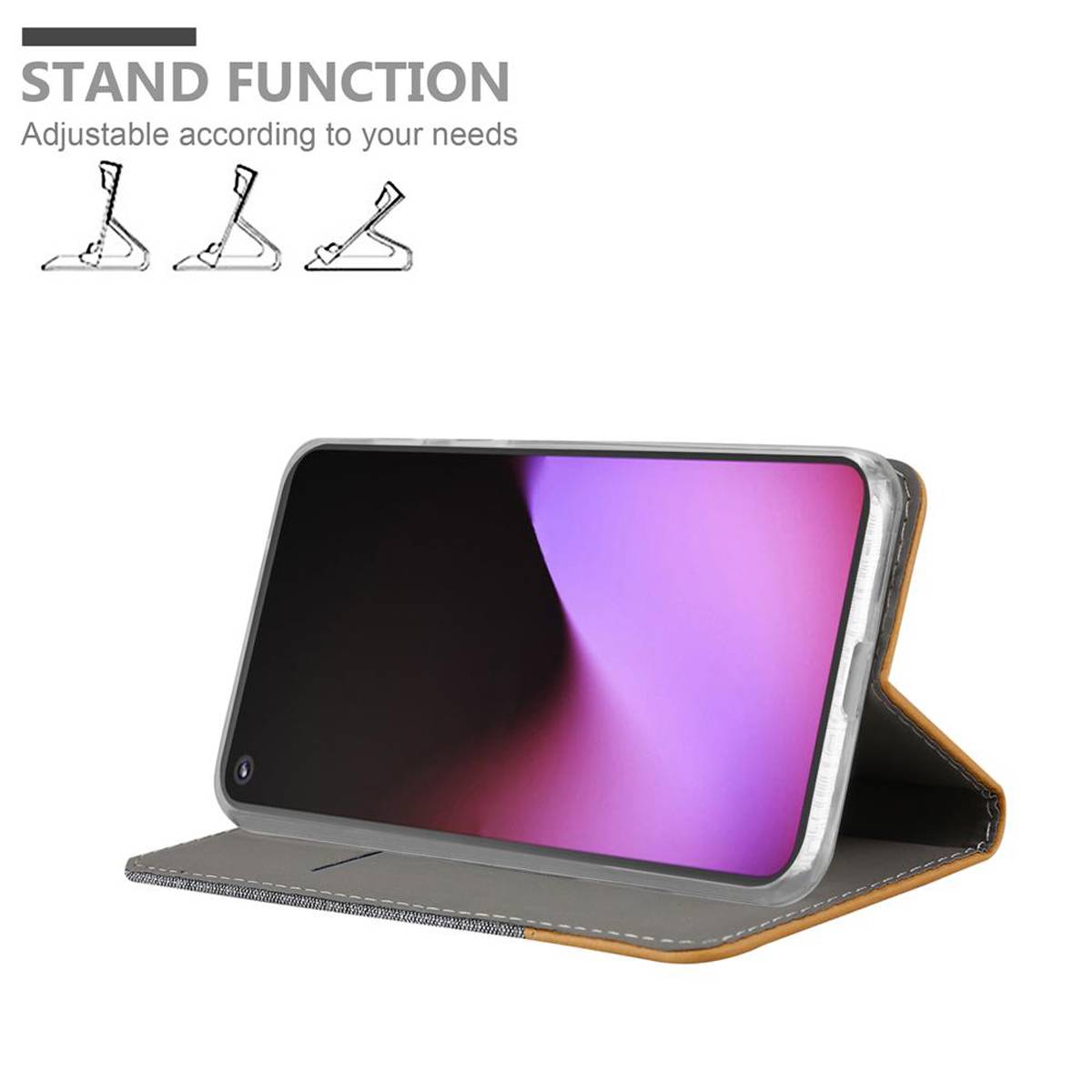 Cadorabo Hülle für Google PIXEL 5 Schutzhülle in Grau Handy Hülle Etui Book Case Cover