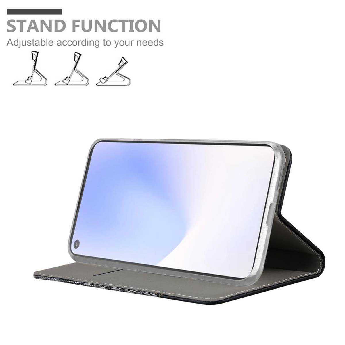 Cadorabo Hülle für Google PIXEL 5 XL Schutzhülle in Grau Handy Hülle Etui Book Case Cover