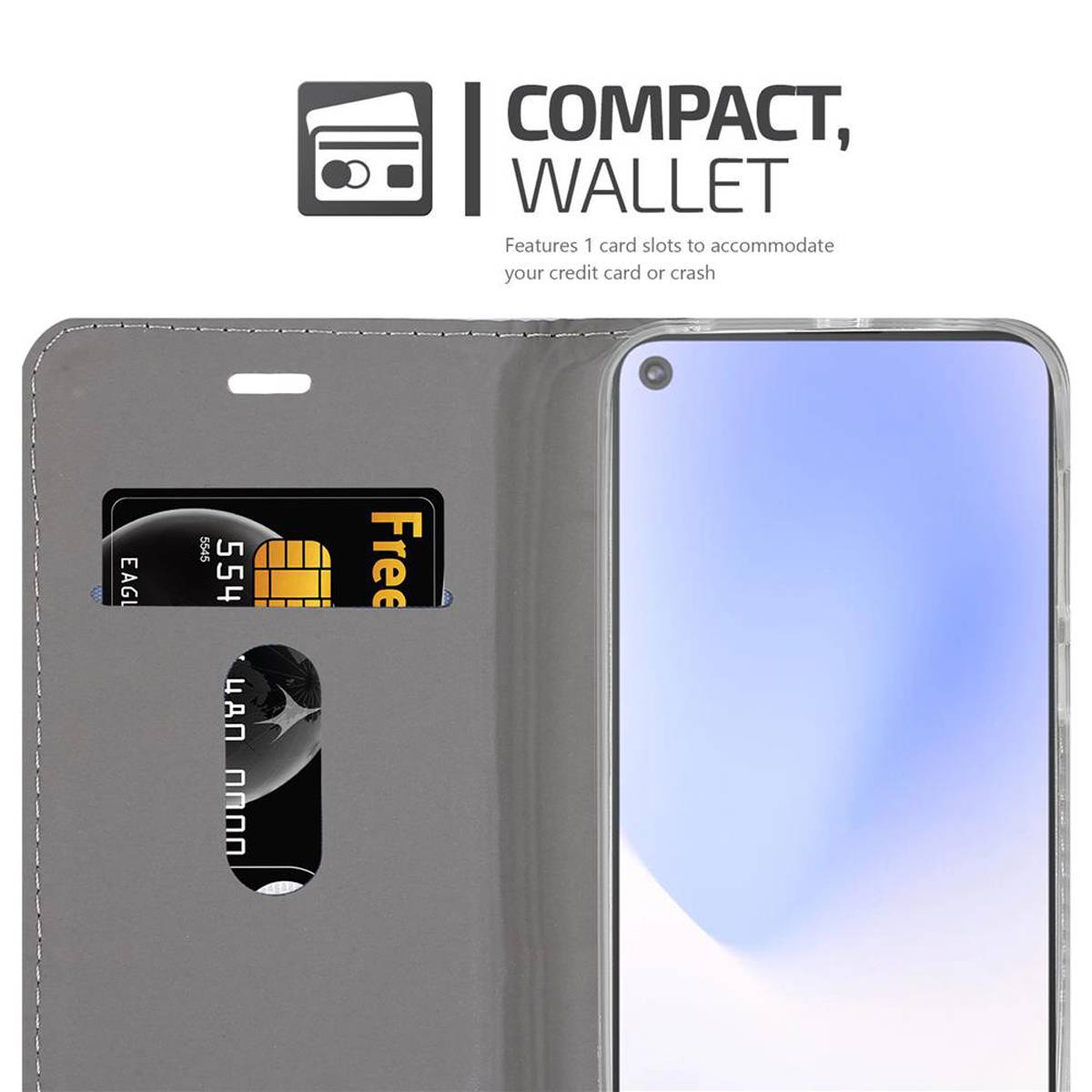 Cadorabo Hülle für Google PIXEL 5 XL Schutzhülle in Grau Handy Hülle Etui Book Case Cover