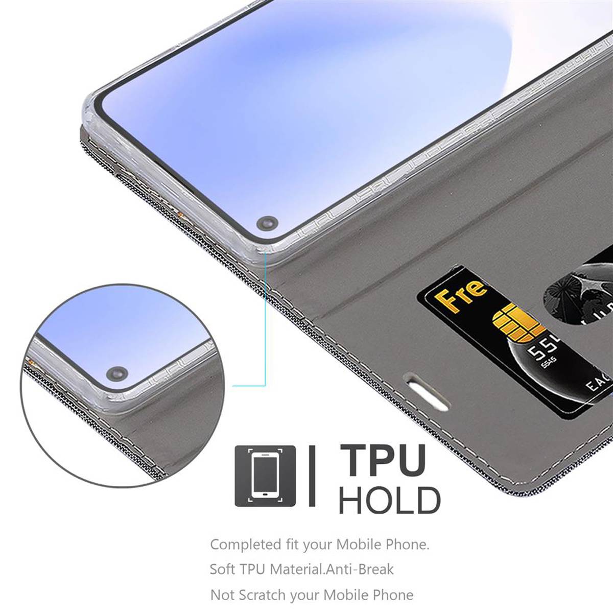 Cadorabo Hülle für Google PIXEL 5 XL Schutzhülle in Grau Handy Hülle Etui Book Case Cover