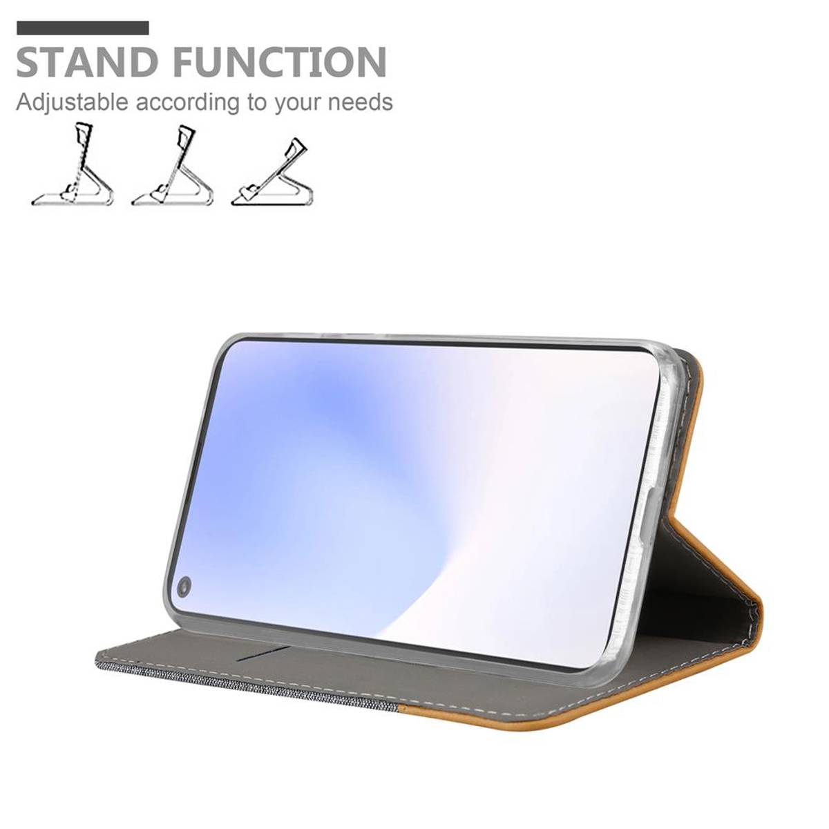 Cadorabo Hülle für Google PIXEL 5 XL Schutzhülle in Grau Handy Hülle Etui Book Case Cover