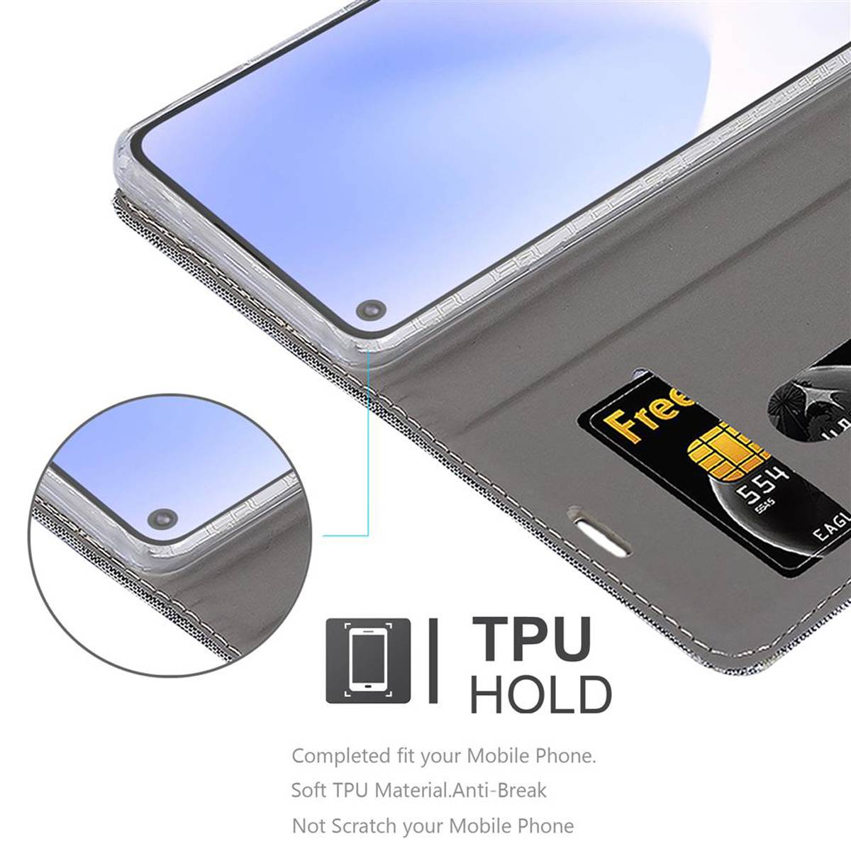 Cadorabo Hülle für Google PIXEL 5 XL Schutzhülle in Grau Handy Hülle Etui Book Case Cover