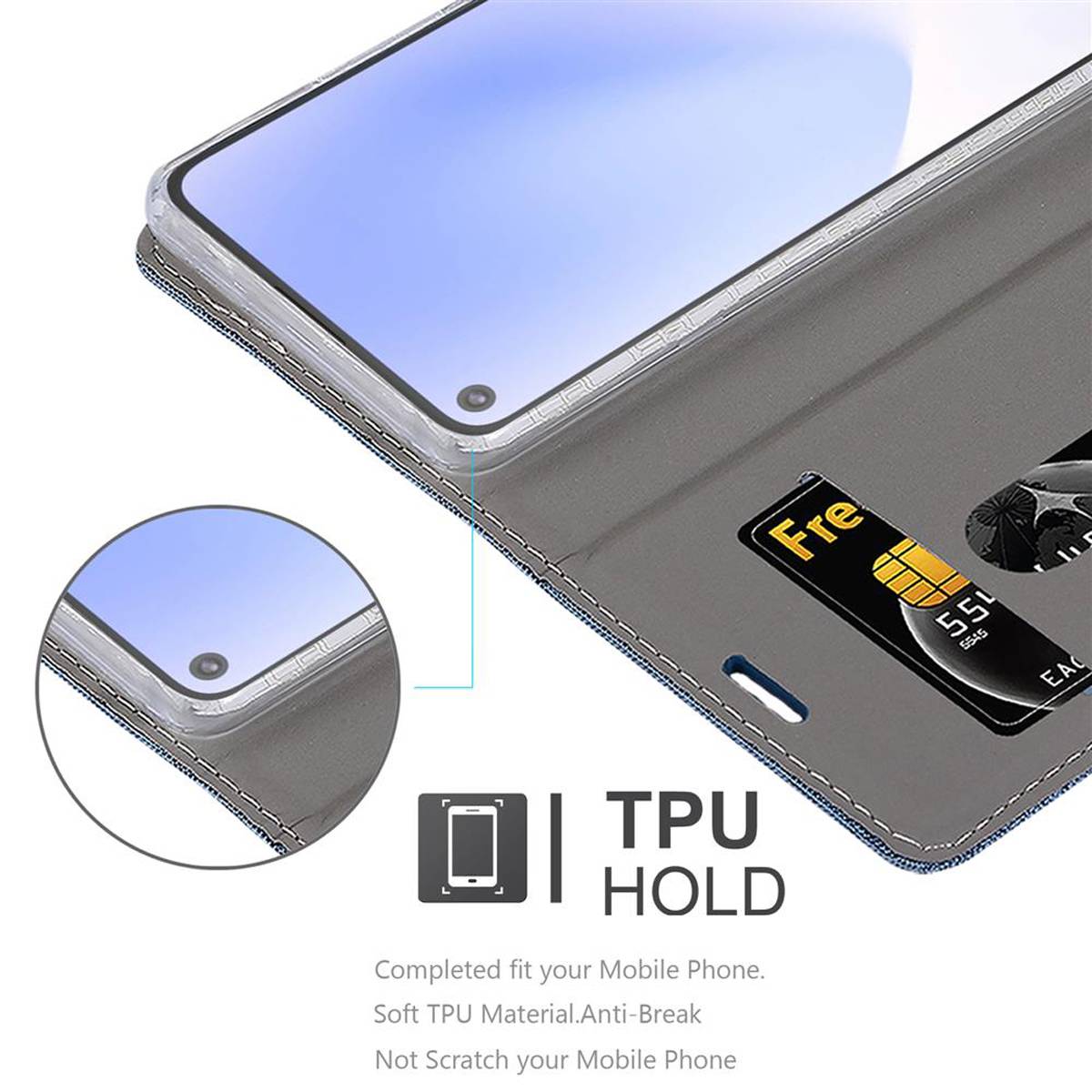 Cadorabo Hülle für Google PIXEL 5 XL Schutzhülle in Blau Handy Hülle Etui Book Case Cover