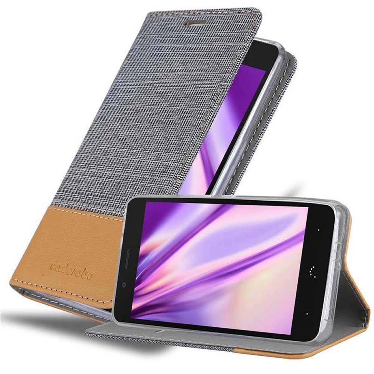 Cadorabo Hülle für BQ Aquaris X5 PLUS Schutzhülle in Grau Handy Hülle Etui Book Case Cover