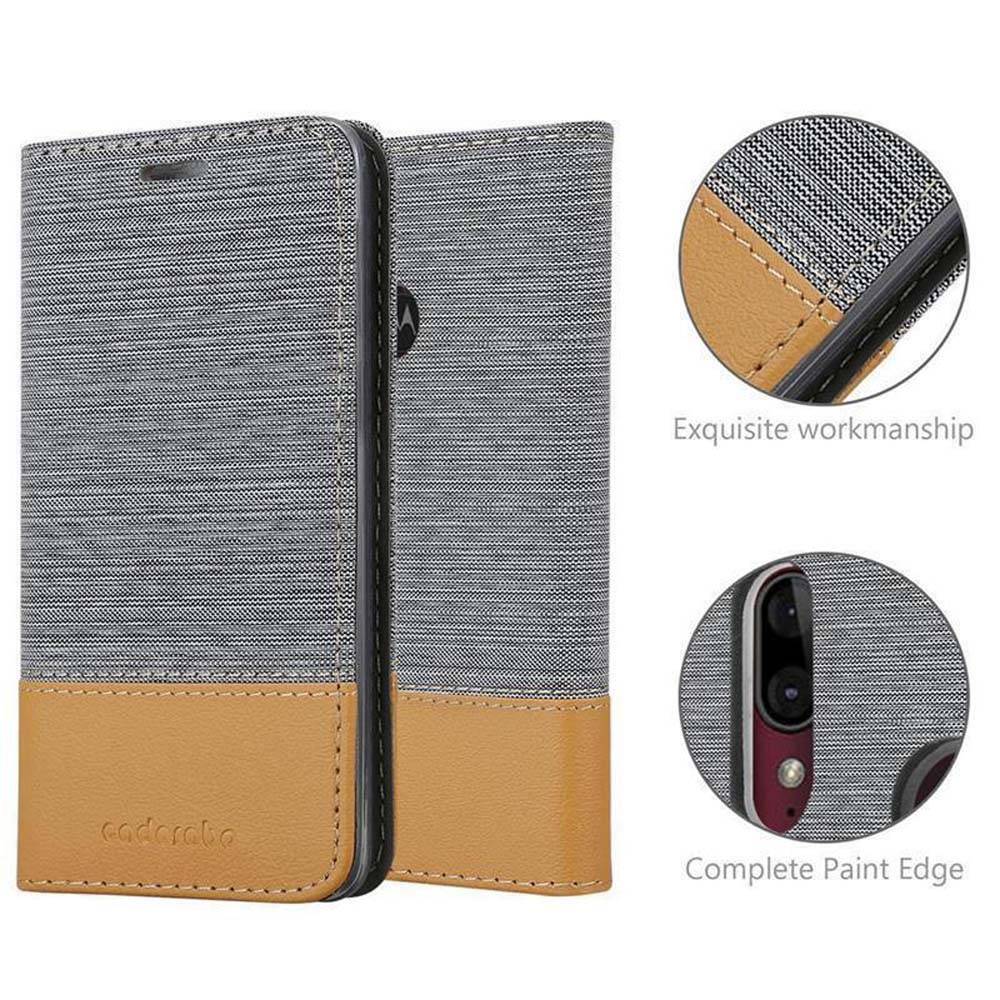 Cadorabo Hülle für Motorola MOTO E6 PLUS Schutzhülle in Grau Handy Hülle Etui Book Case Cover