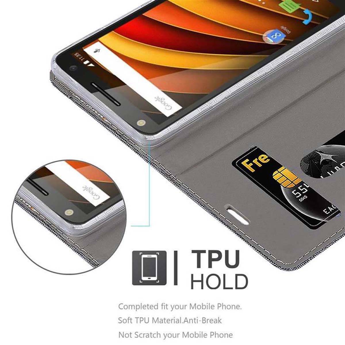 Cadorabo Hülle für Motorola MOTO X3 Schutzhülle in Grau Handy Hülle Etui Book Case Cover