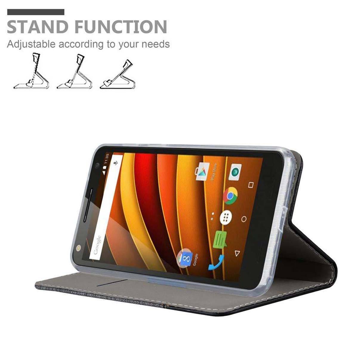 Cadorabo Hülle für Motorola MOTO X3 Schutzhülle in Grau Handy Hülle Etui Book Case Cover