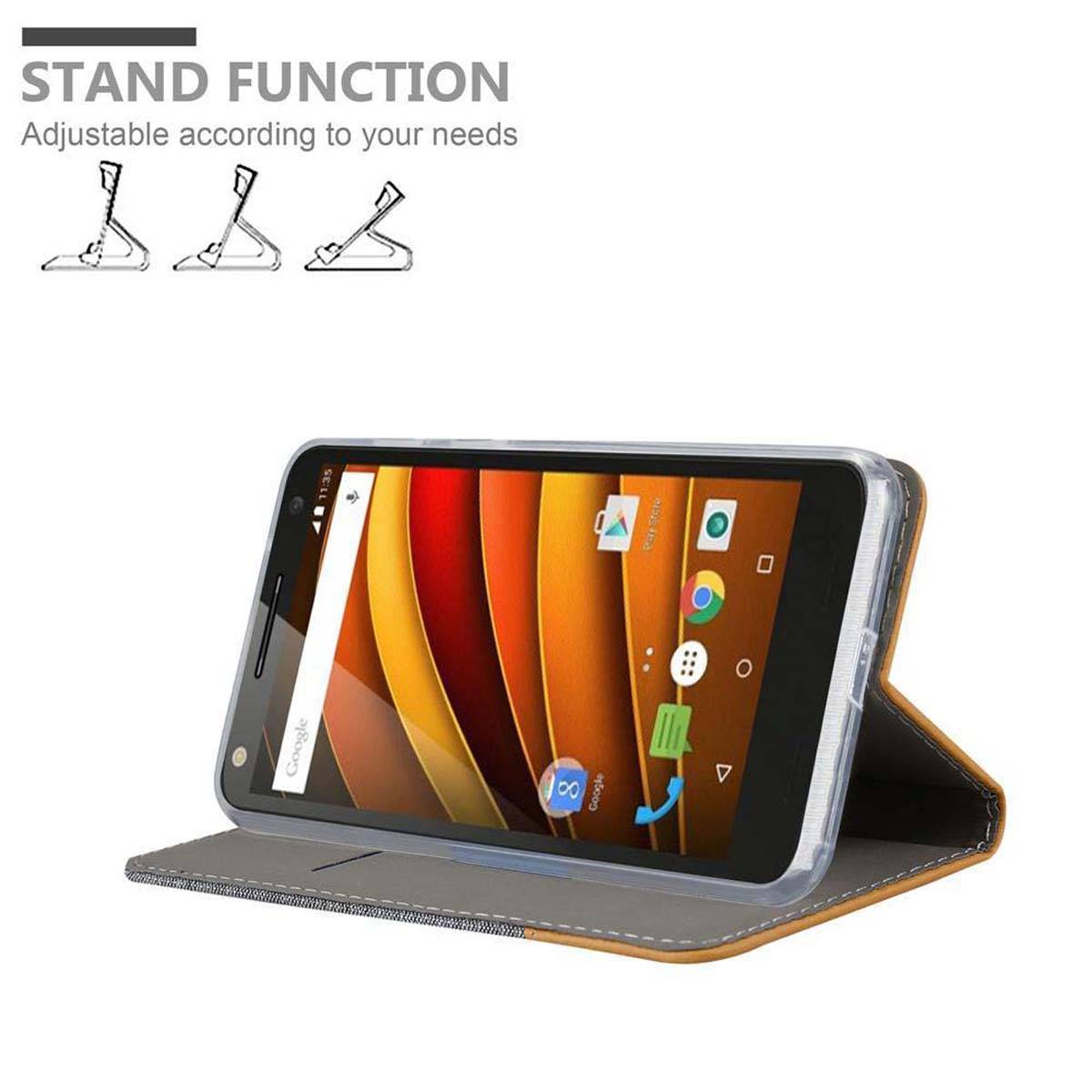 Cadorabo Hülle für Motorola MOTO X3 Schutzhülle in Grau Handy Hülle Etui Book Case Cover
