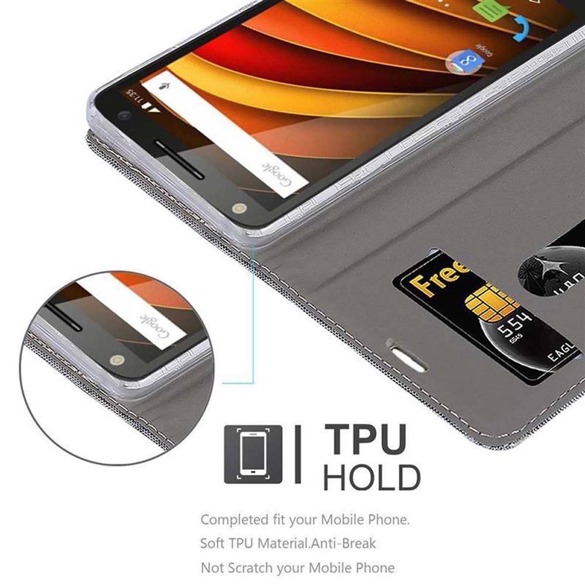 Cadorabo Hülle für Motorola MOTO X3 Schutzhülle in Grau Handy Hülle Etui Book Case Cover