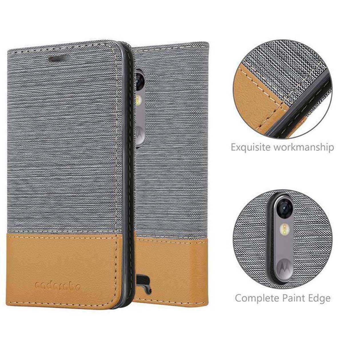 Cadorabo Hülle für Motorola MOTO X3 Schutzhülle in Grau Handy Hülle Etui Book Case Cover