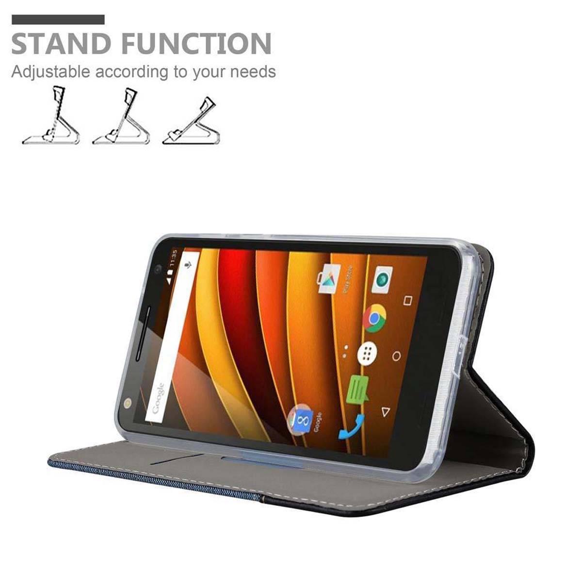 Cadorabo Hülle für Motorola MOTO X3 Schutzhülle in Blau Handy Hülle Etui Book Case Cover