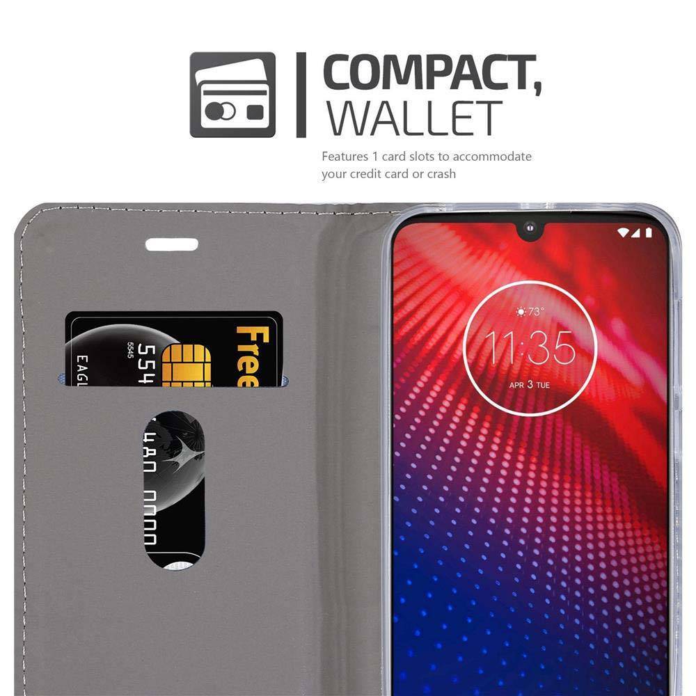 Cadorabo Hülle für Motorola MOTO Z4 Schutzhülle in Grau Handy Hülle Etui Book Case Cover