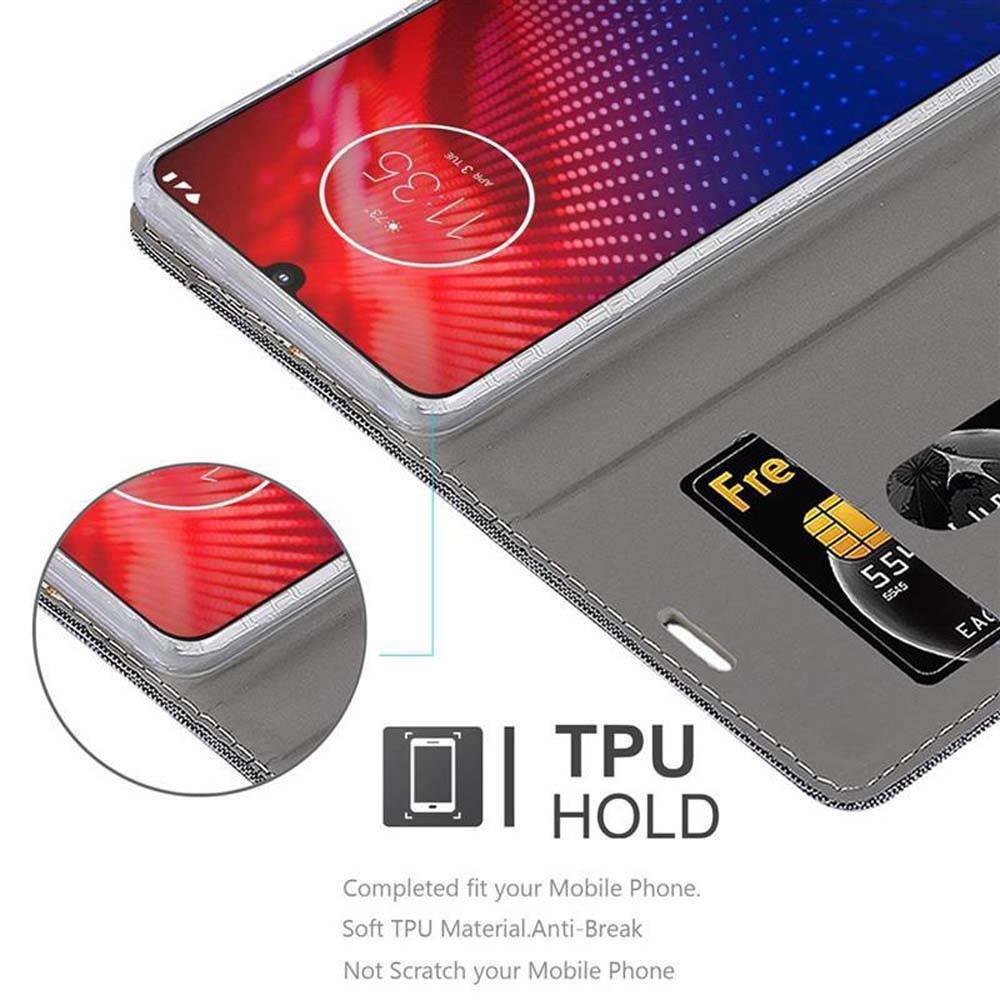 Cadorabo Hülle für Motorola MOTO Z4 Schutzhülle in Grau Handy Hülle Etui Book Case Cover
