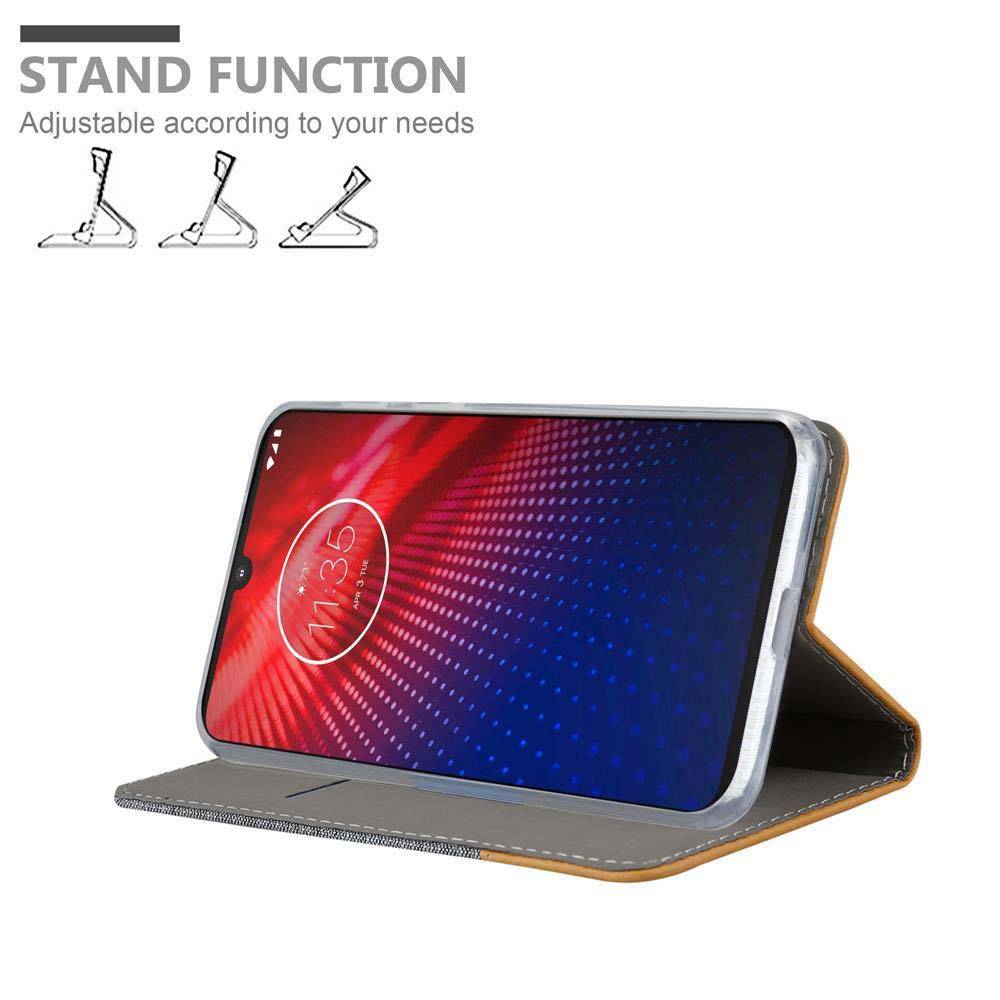 Cadorabo Hülle für Motorola MOTO Z4 Schutzhülle in Grau Handy Hülle Etui Book Case Cover