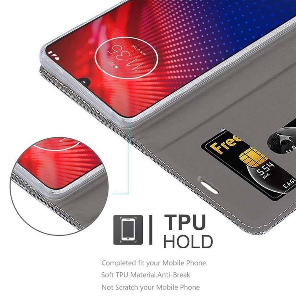 Cadorabo Hülle für Motorola MOTO Z4 Schutzhülle in Grau Handy Hülle Etui Book Case Cover