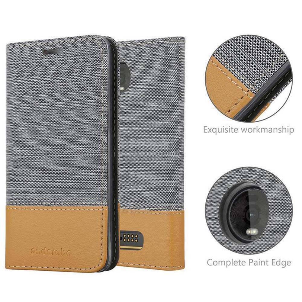Cadorabo Hülle für Motorola MOTO Z4 Schutzhülle in Grau Handy Hülle Etui Book Case Cover