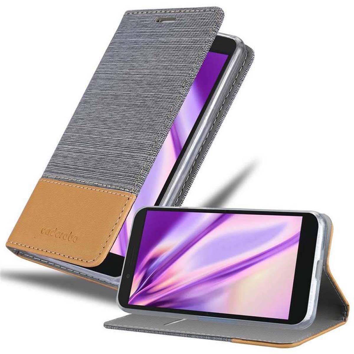 Cadorabo Hülle für Alcatel 1S 2019 Schutzhülle in Grau Handy Hülle Etui Book Case Cover