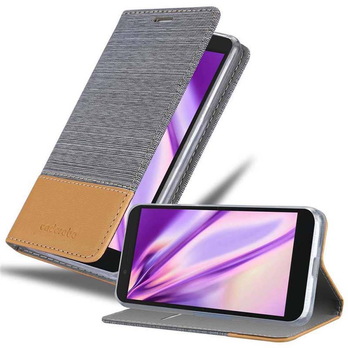 Cadorabo Hülle für Alcatel 1C 2019 Schutzhülle in Grau Handy Hülle Etui Book Case Cover