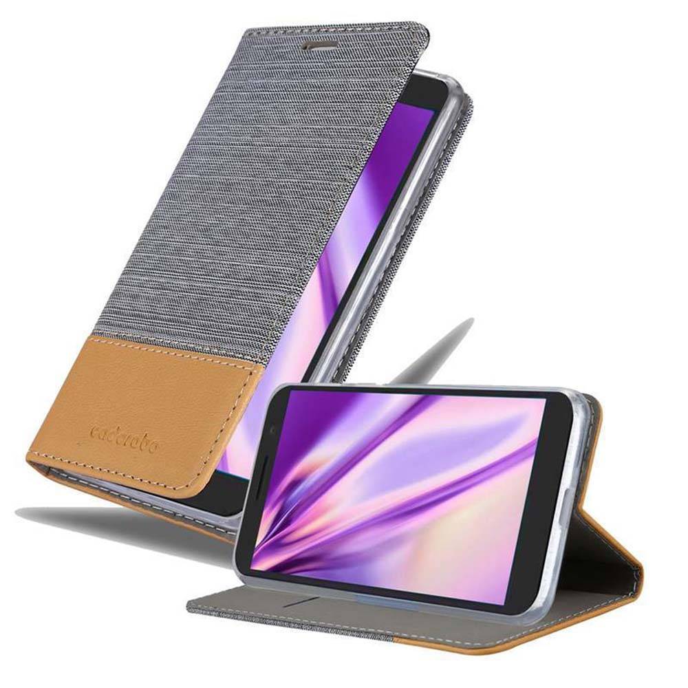 Cadorabo Hülle für Alcatel 3 2018 Schutzhülle in Grau Handy Hülle Etui Book Case Cover