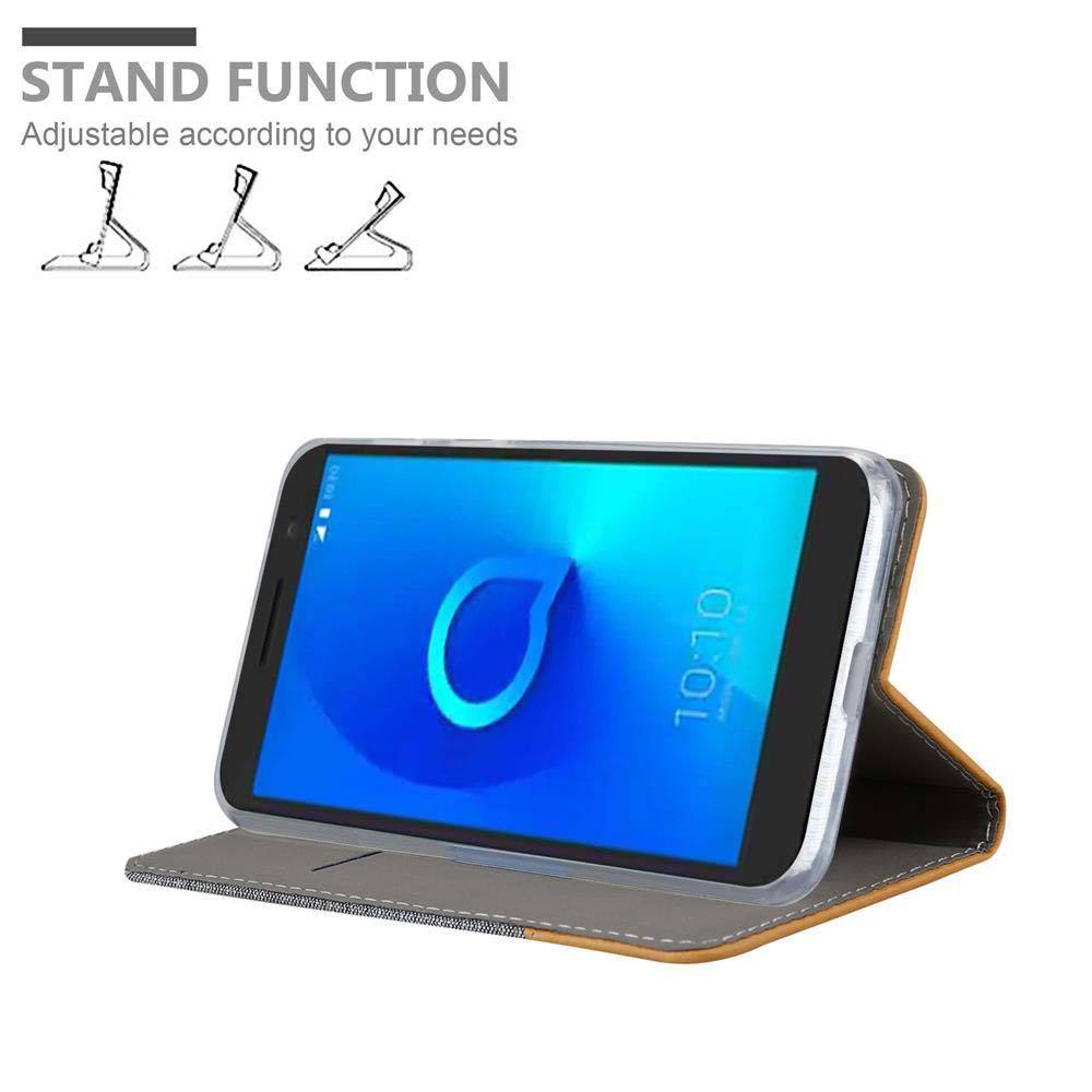 Cadorabo Hülle für Alcatel 3 2018 Schutzhülle in Grau Handy Hülle Etui Book Case Cover