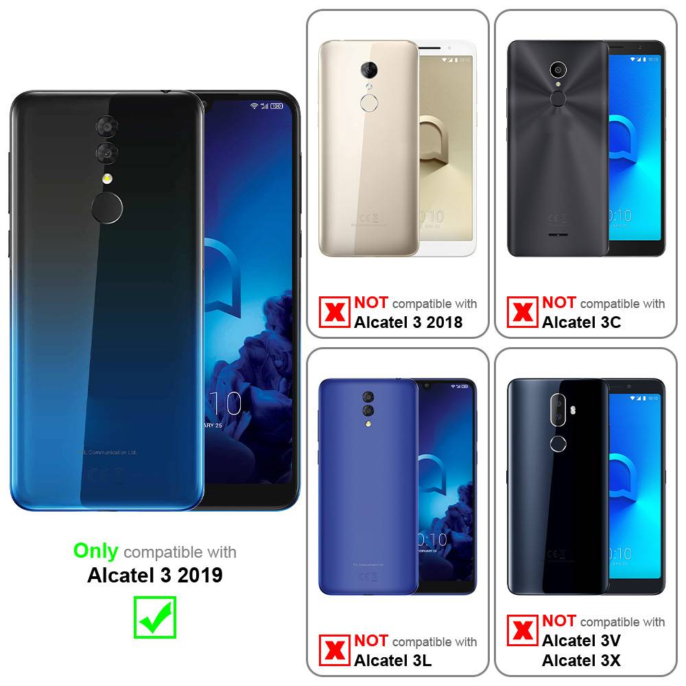 Cadorabo Hülle für Alcatel 3 2019 Schutzhülle in Blau Handy Hülle Etui Book Case Cover