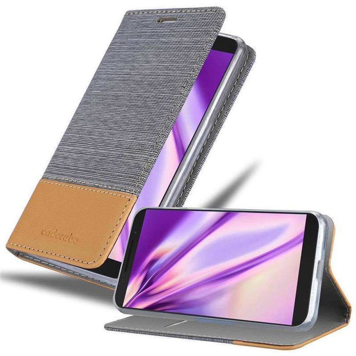 Cadorabo Hülle für Alcatel 3L 2019 Schutzhülle in Grau Handy Hülle Etui Book Case Cover