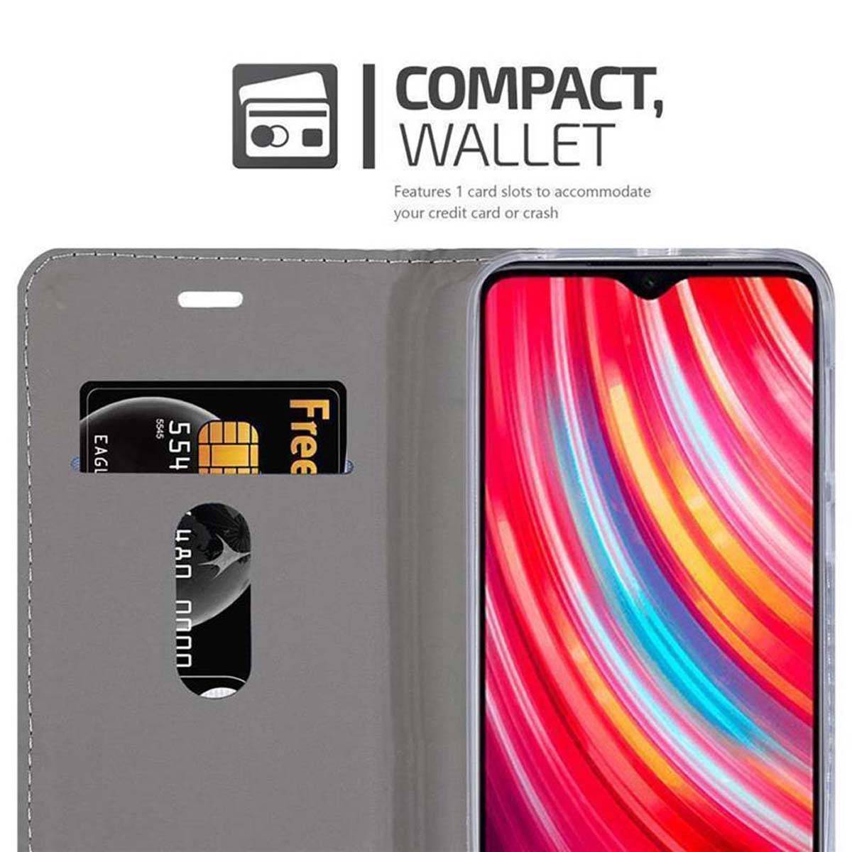 Cadorabo Hülle für Xiaomi RedMi NOTE 8 PRO Schutzhülle in Grau Handy Hülle Etui Book Case Cover