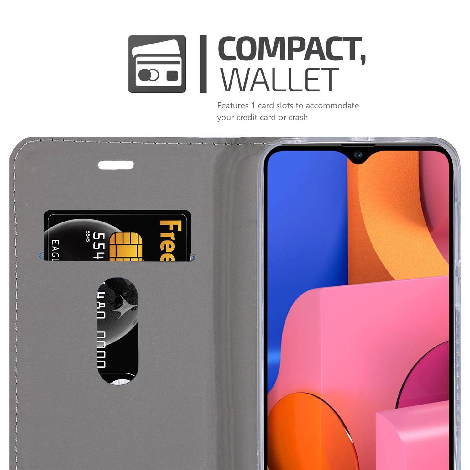 Cadorabo Hülle für Samsung Galaxy A20s Schutzhülle in Grau Handy Hülle Etui Book Case Cover