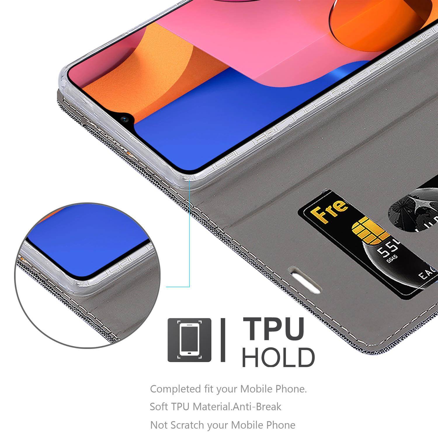 Cadorabo Hülle für Samsung Galaxy A20s Schutzhülle in Grau Handy Hülle Etui Book Case Cover