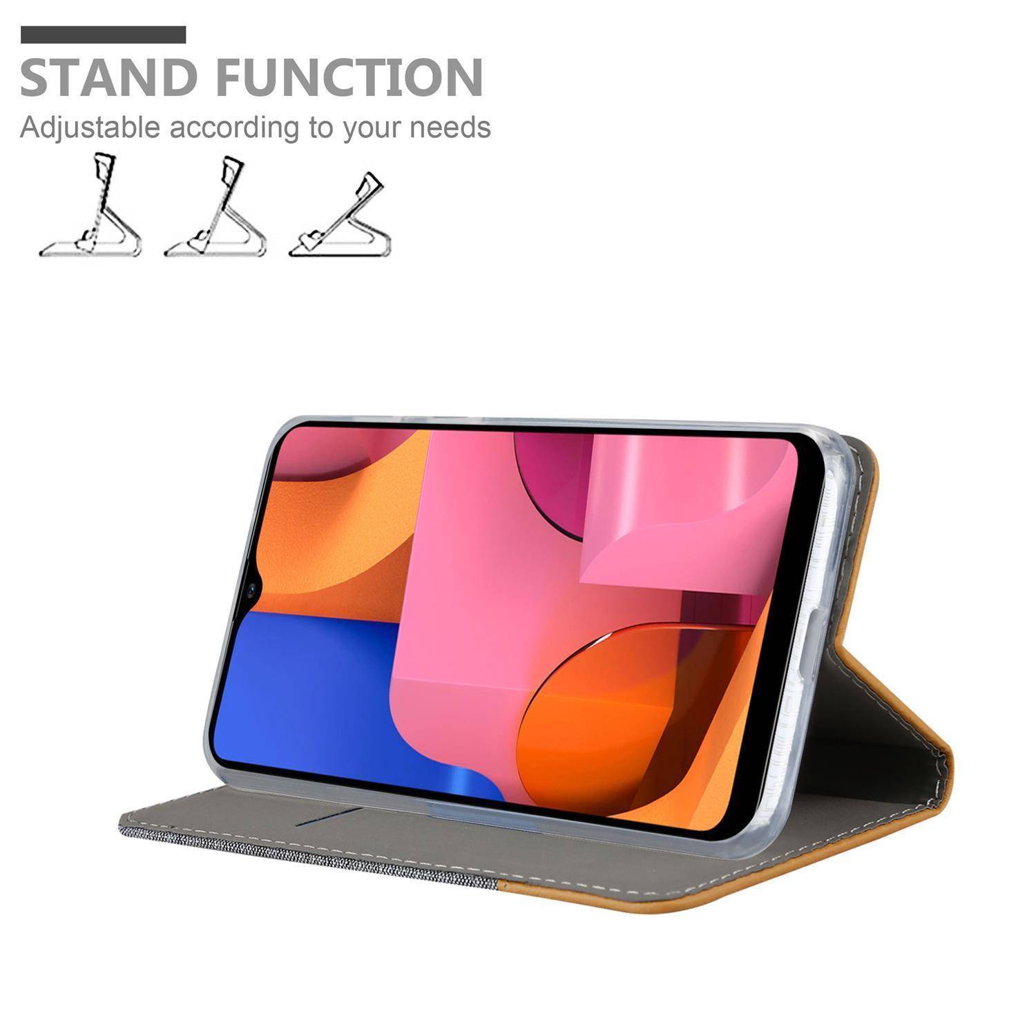 Cadorabo Hülle für Samsung Galaxy A20s Schutzhülle in Grau Handy Hülle Etui Book Case Cover