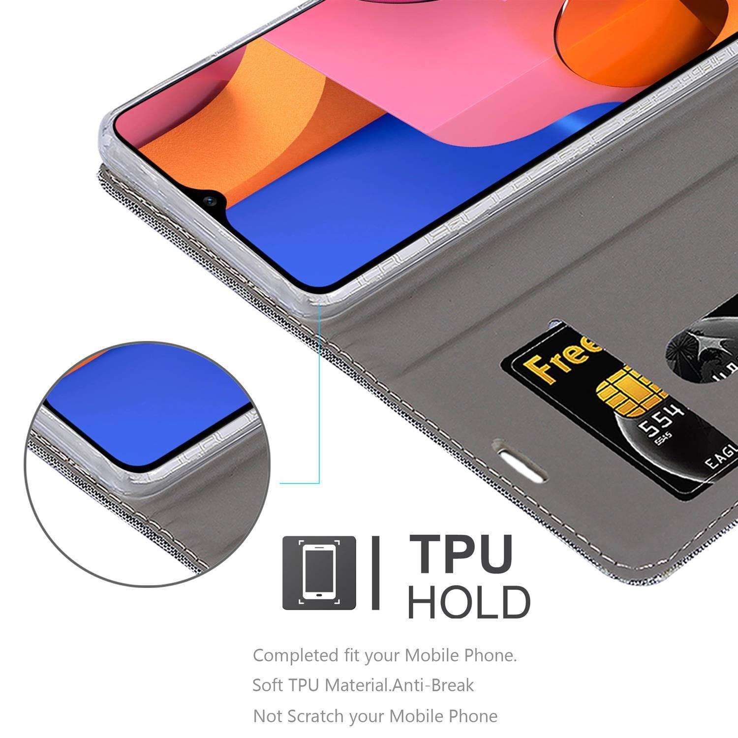 Cadorabo Hülle für Samsung Galaxy A20s Schutzhülle in Grau Handy Hülle Etui Book Case Cover