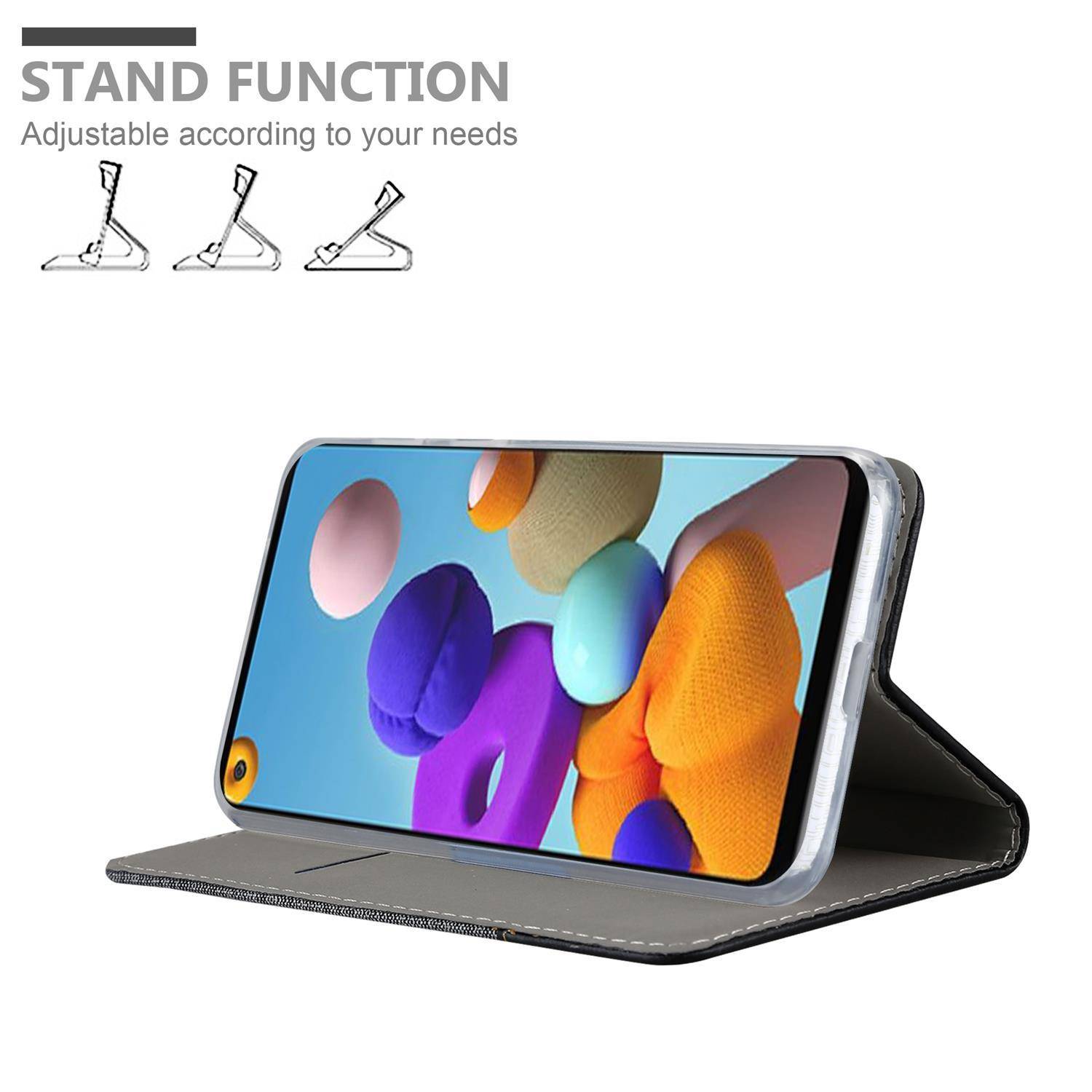 Cadorabo Hülle für Samsung Galaxy A21s Schutzhülle in Grau Handy Hülle Etui Book Case Cover