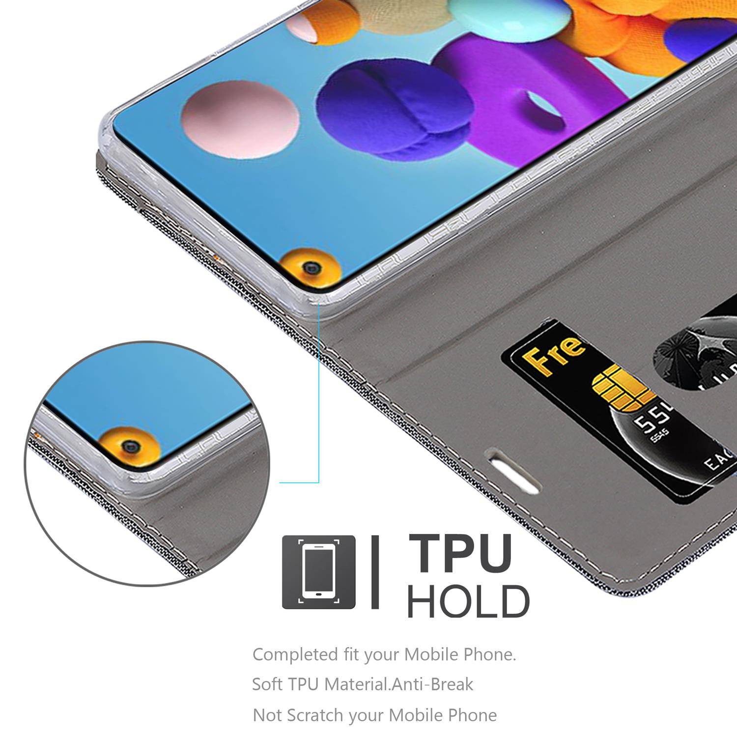 Cadorabo Hülle für Samsung Galaxy A21s Schutzhülle in Grau Handy Hülle Etui Book Case Cover