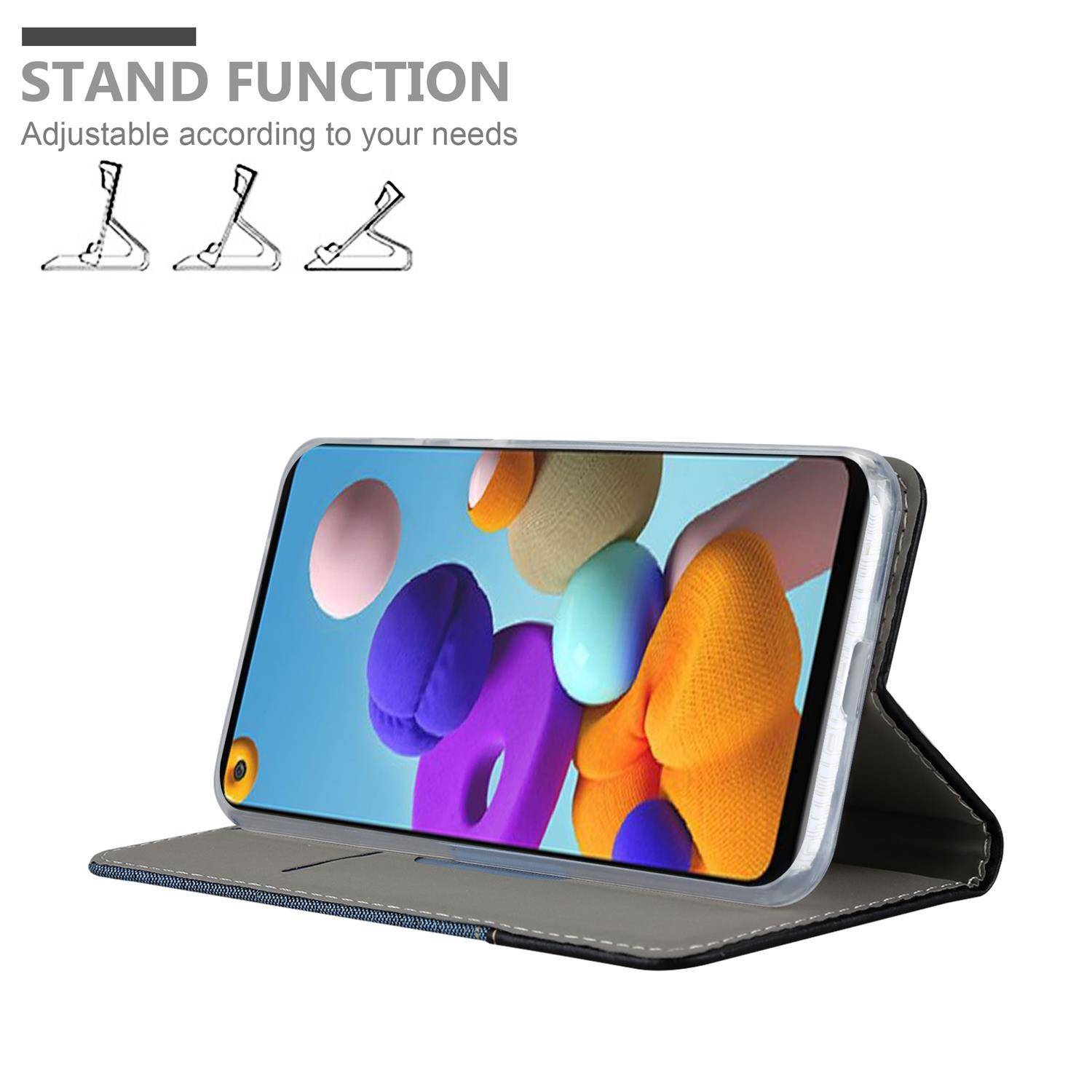 Cadorabo Hülle für Samsung Galaxy A21s Schutzhülle in Blau Handy Hülle Etui Book Case Cover