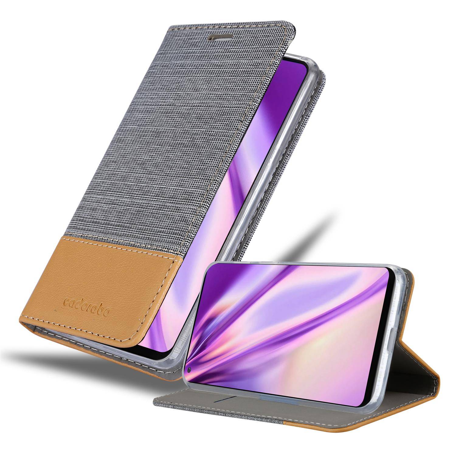 Cadorabo Hülle für Samsung Galaxy A21s Schutzhülle in Grau Handy Hülle Etui Book Case Cover