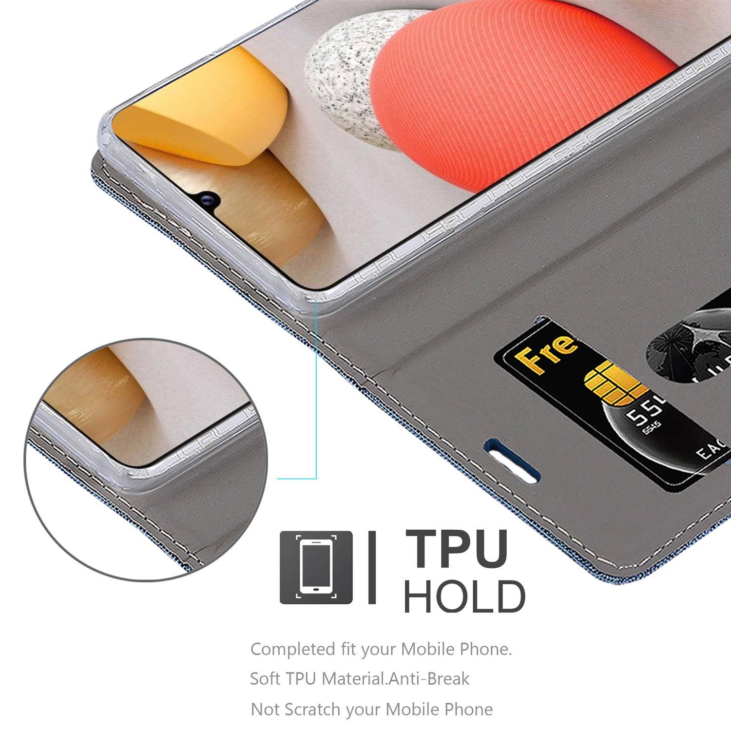 Cadorabo Hülle für Samsung Galaxy A42 4G Schutzhülle in Blau Handy Hülle Etui Book Case Cover