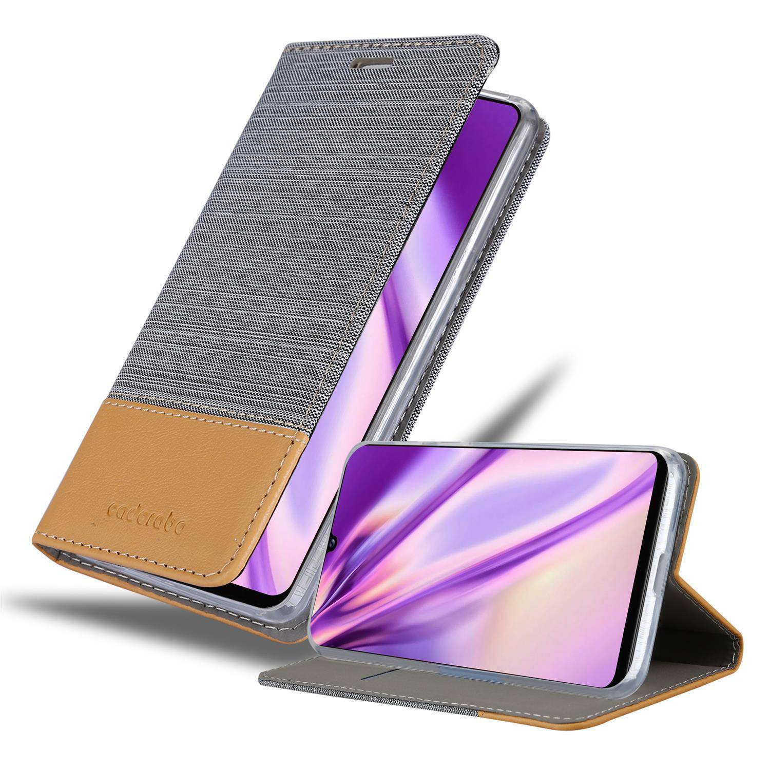Cadorabo Hülle für Samsung Galaxy A42 4G Schutzhülle in Grau Handy Hülle Etui Book Case Cover