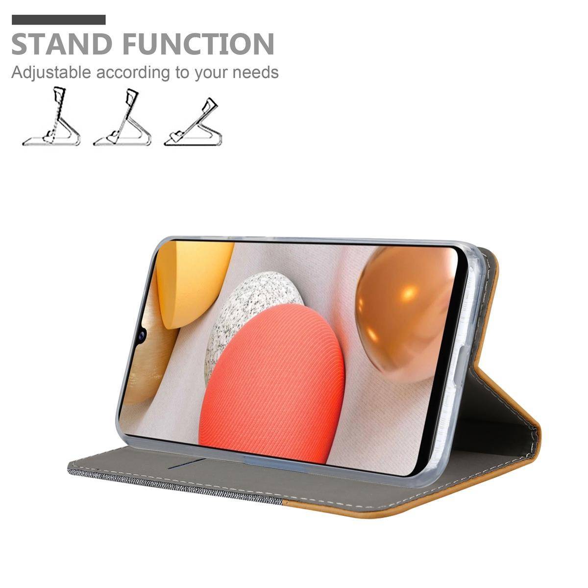Cadorabo Hülle für Samsung Galaxy A42 4G Schutzhülle in Grau Handy Hülle Etui Book Case Cover