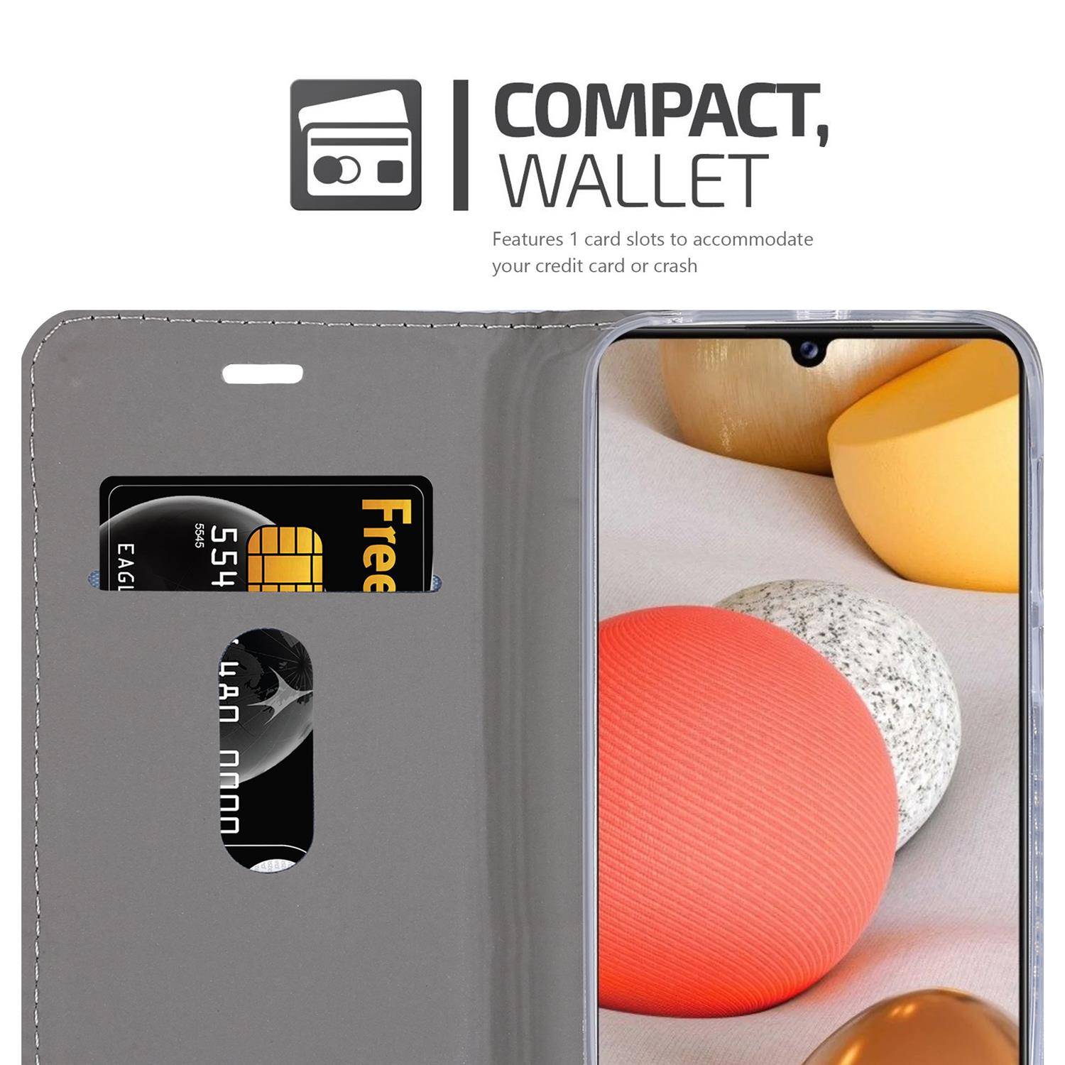 Cadorabo Hülle für Samsung Galaxy A42 4G Schutzhülle in Grau Handy Hülle Etui Book Case Cover
