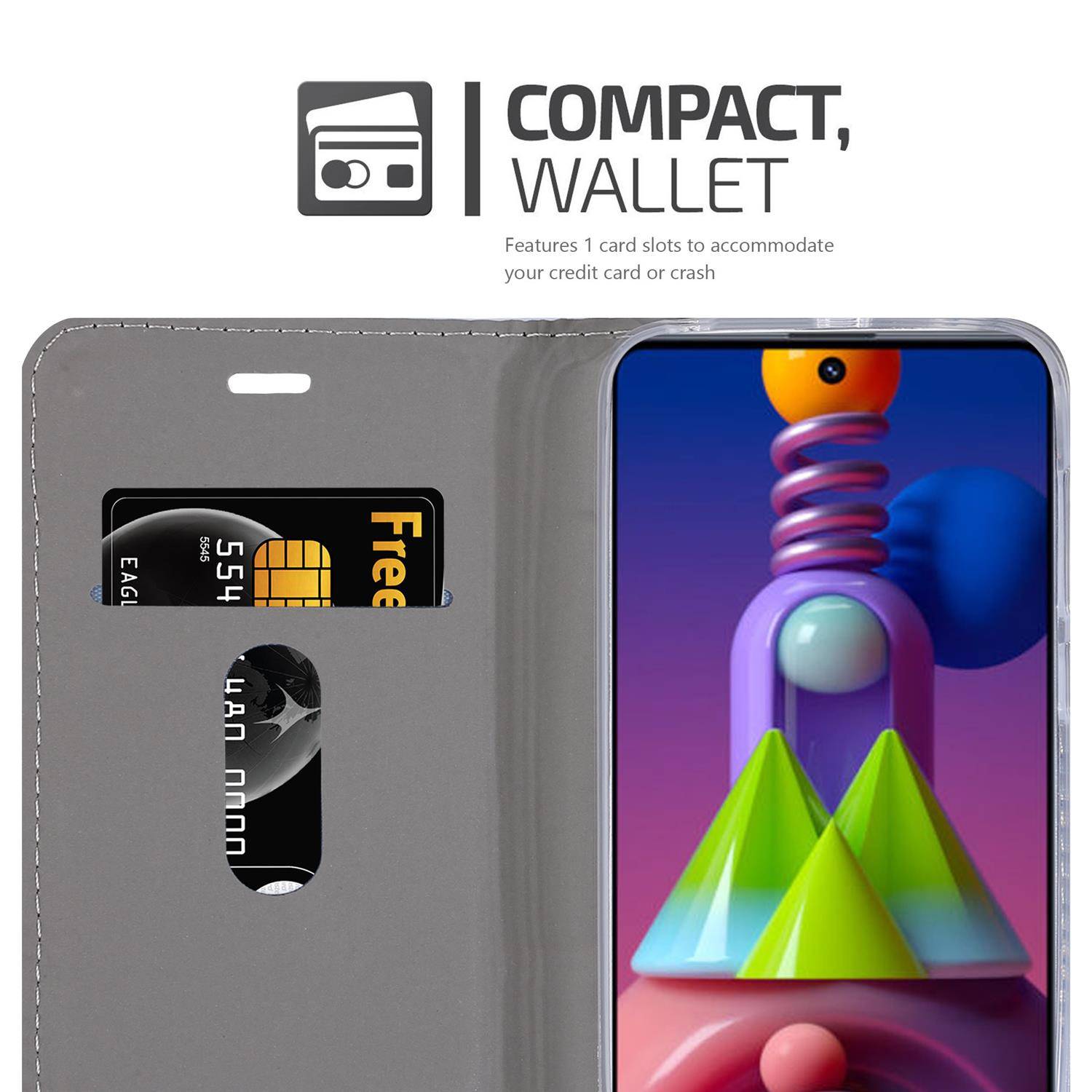 Cadorabo Hülle für Samsung Galaxy M51 Schutzhülle in Grau Handy Hülle Etui Book Case Cover
