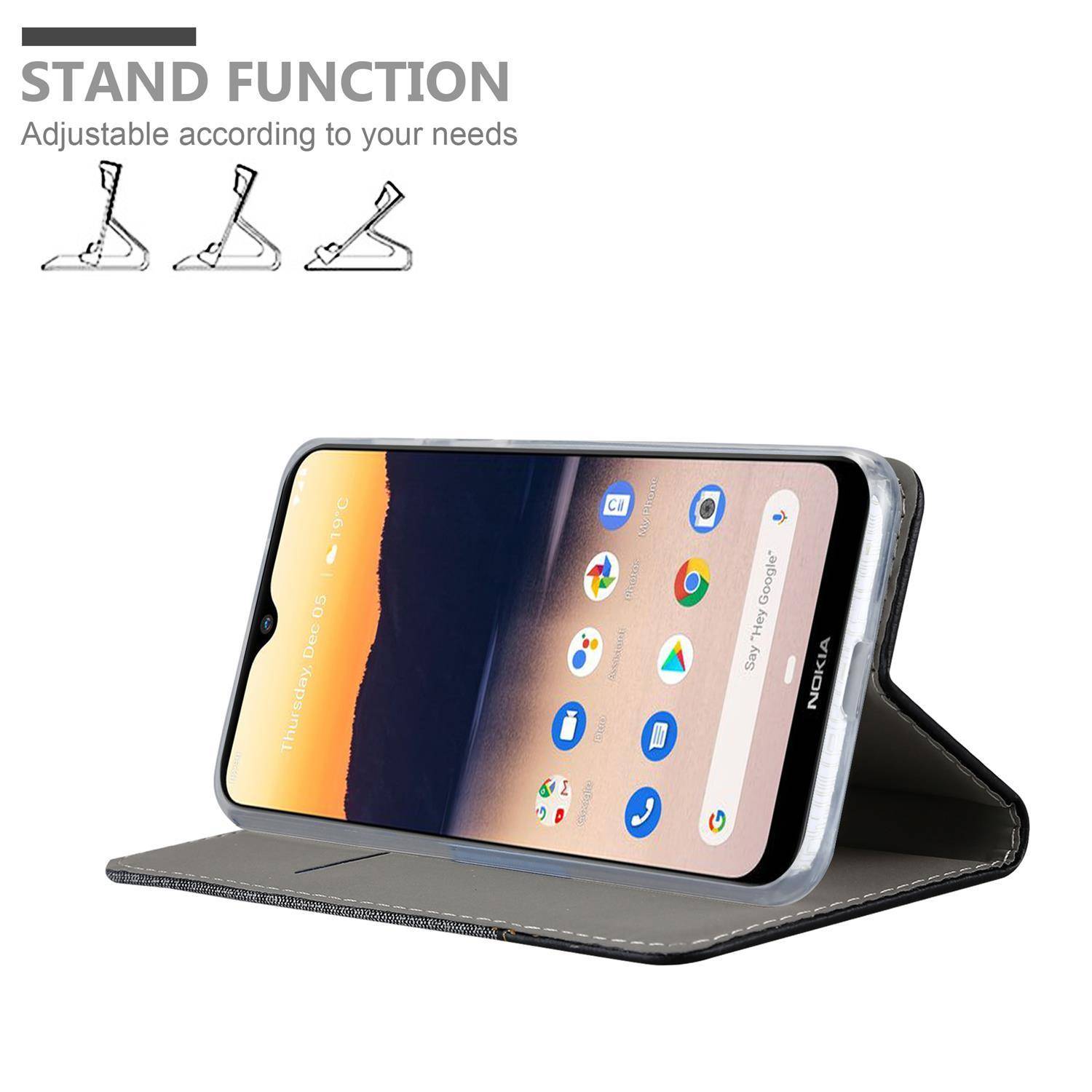 Cadorabo Hülle für Nokia 2.3 Schutzhülle in Grau Handy Hülle Etui Book Case Cover