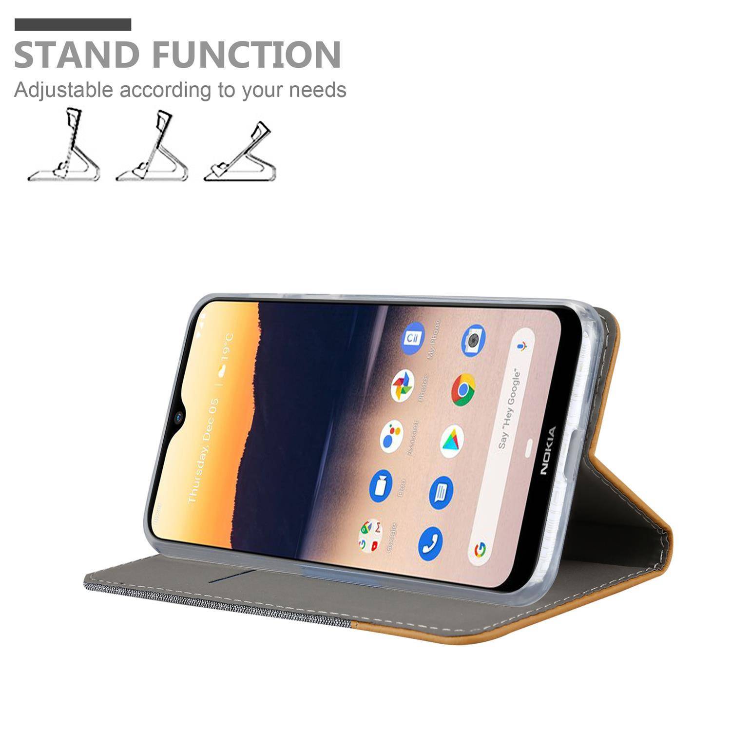 Cadorabo Hülle für Nokia 2.3 Schutzhülle in Grau Handy Hülle Etui Book Case Cover