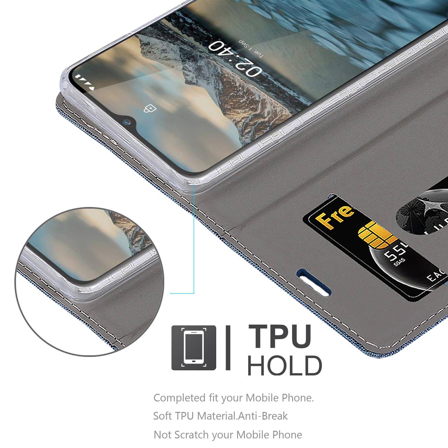 Cadorabo Hülle für Nokia 2.4 Schutzhülle in Blau Handy Hülle Etui Book Case Cover