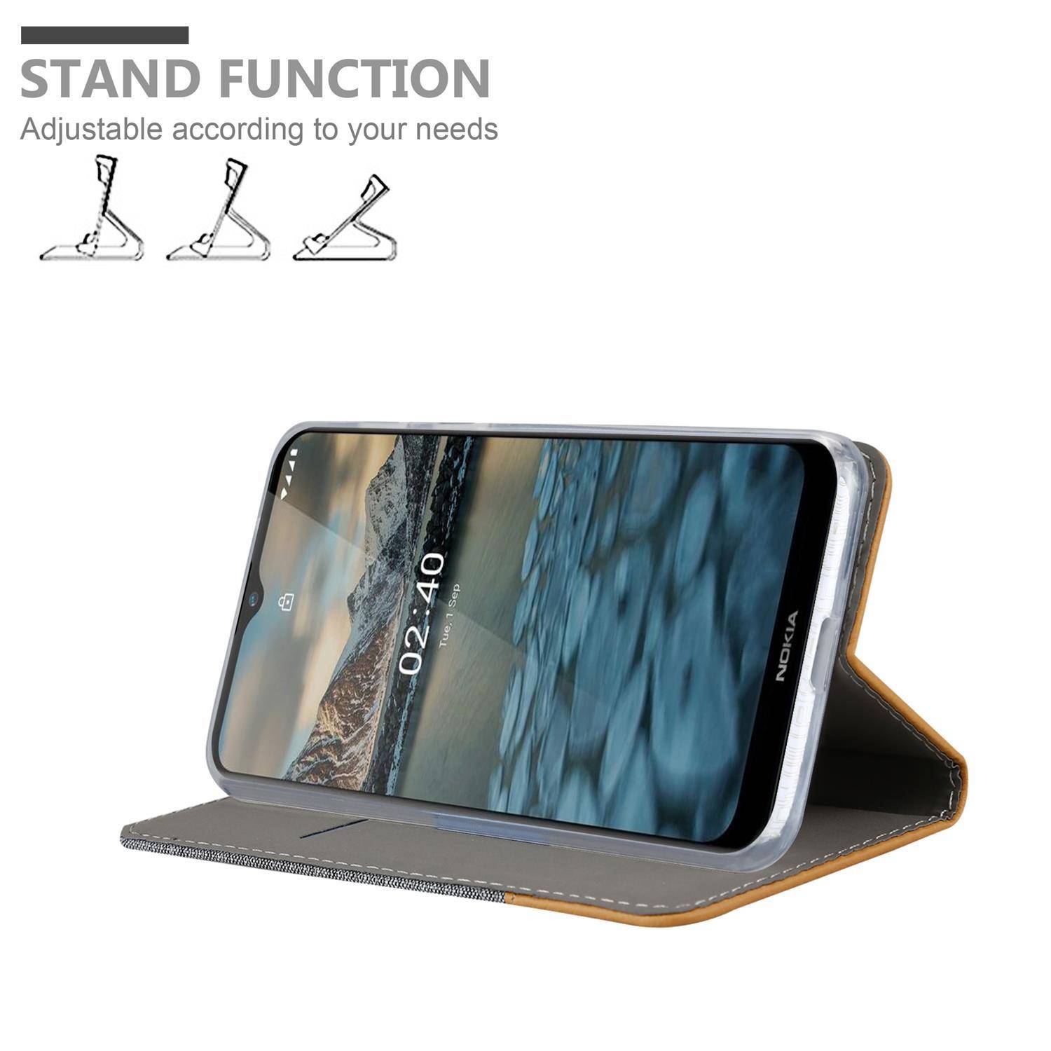 Cadorabo Hülle für Nokia 2.4 Schutzhülle in Grau Handy Hülle Etui Book Case Cover