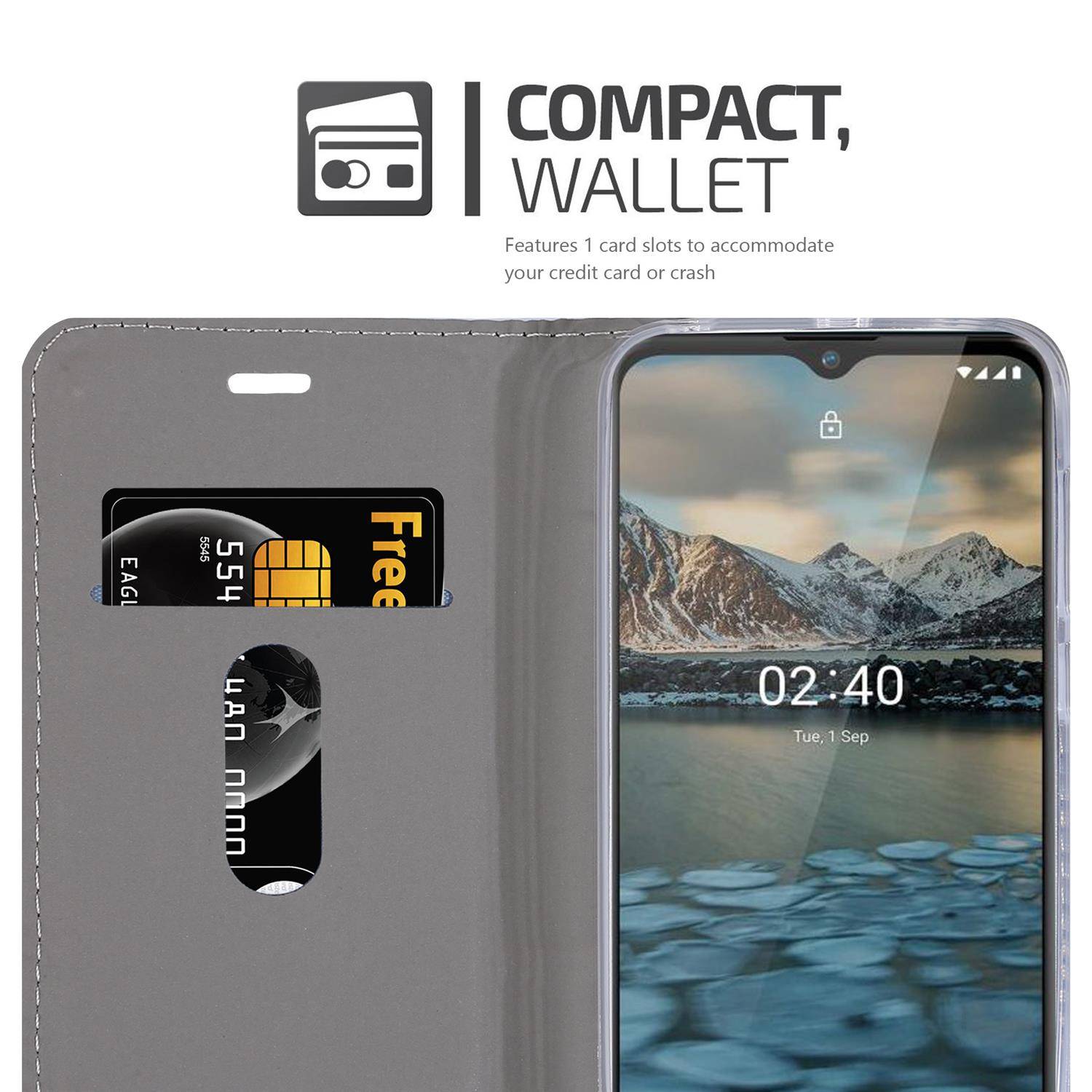 Cadorabo Hülle für Nokia 2.4 Schutzhülle in Grau Handy Hülle Etui Book Case Cover