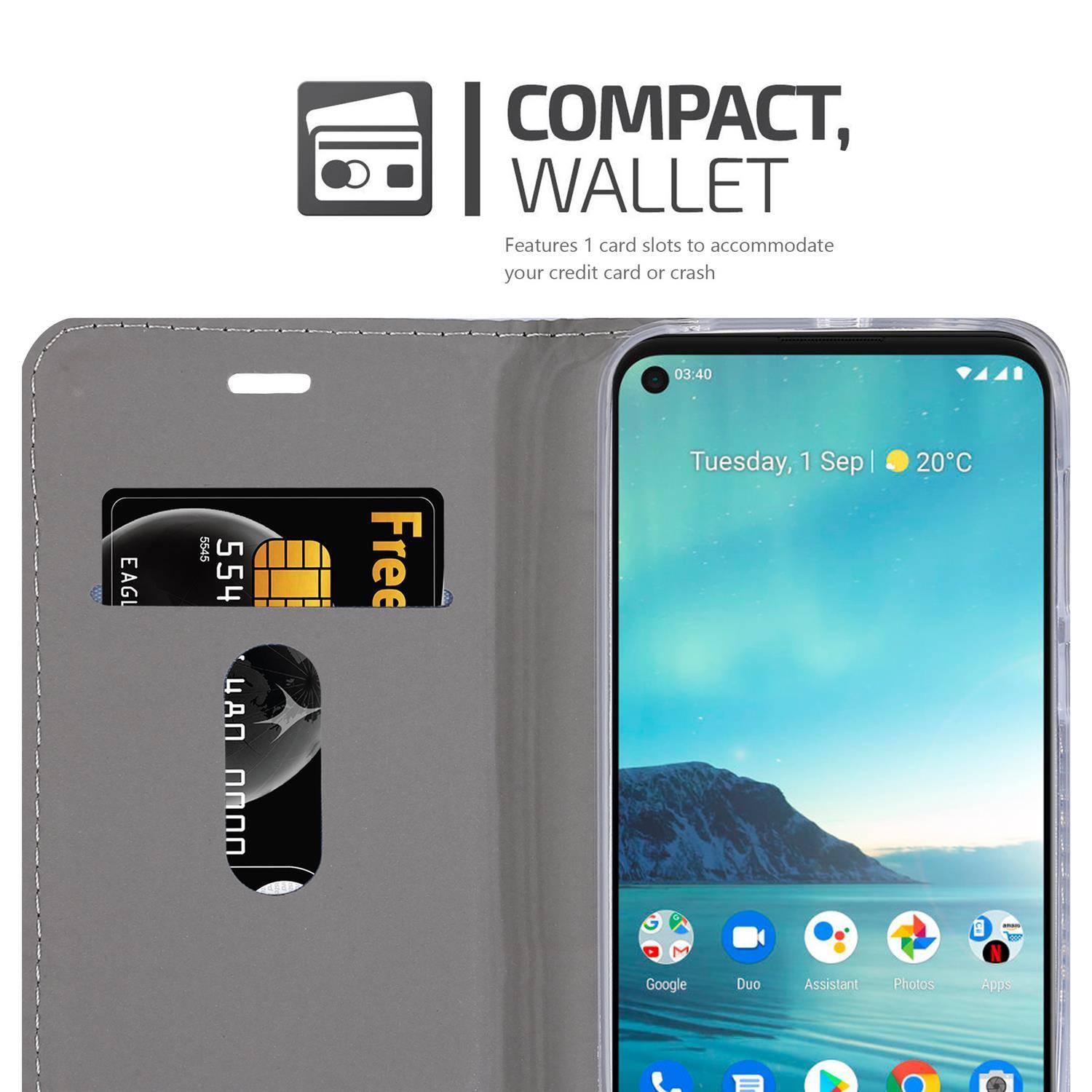 Cadorabo Hülle für Nokia 3.4 Schutzhülle in Grau Handy Hülle Etui Book Case Cover